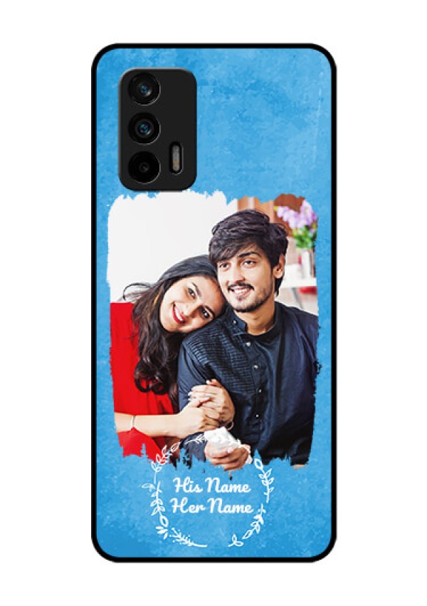 Realme X7 Max 5G Custom Glass Phone Case - Blue Color Vintage Design
