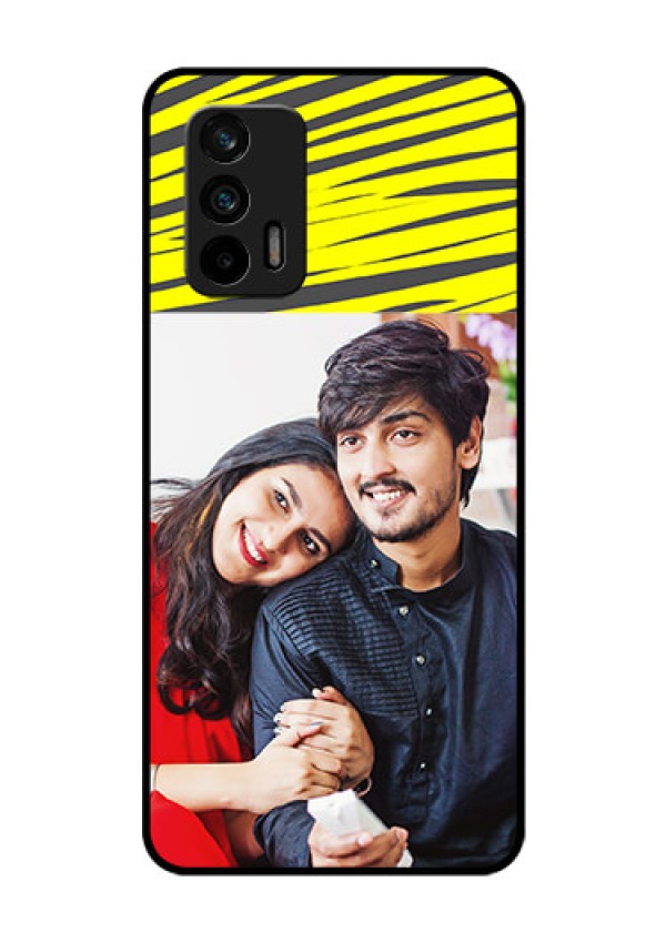 Realme X7 Max 5G Photo Printing on Glass Case - Yellow Abstract Design