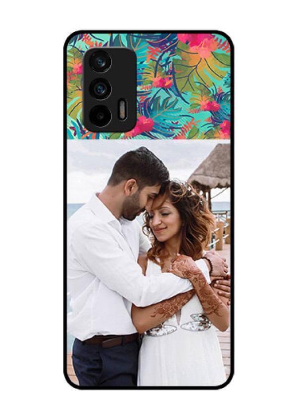 Realme X7 Max 5G Photo Printing on Glass Case - Watercolor Floral Design