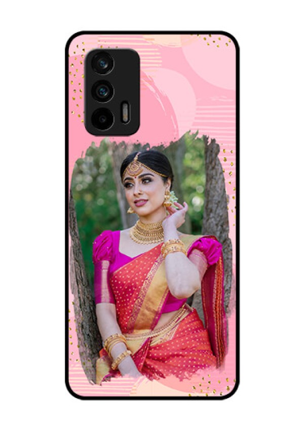 Realme X7 Max 5G Personalized Glass Phone Case - Gold Glitter Splash Design
