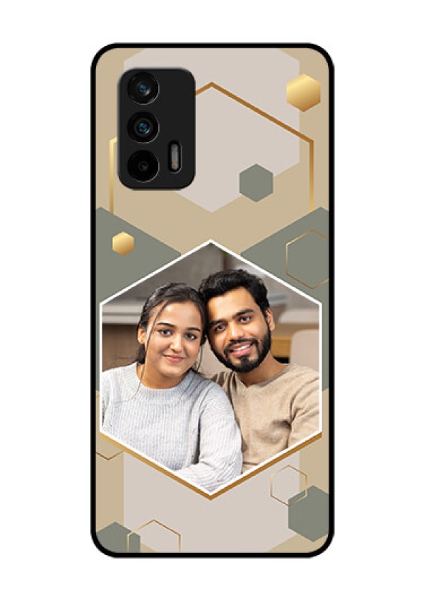 Realme X7 Max 5G Photo Printing on Glass Case - Stylish Hexagon Pattern Design