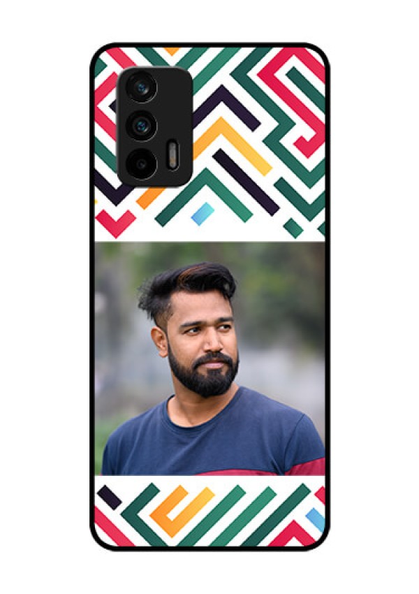 Realme X7 Max 5G Personalized Glass Phone Case - Colorful Maze Pattern Design