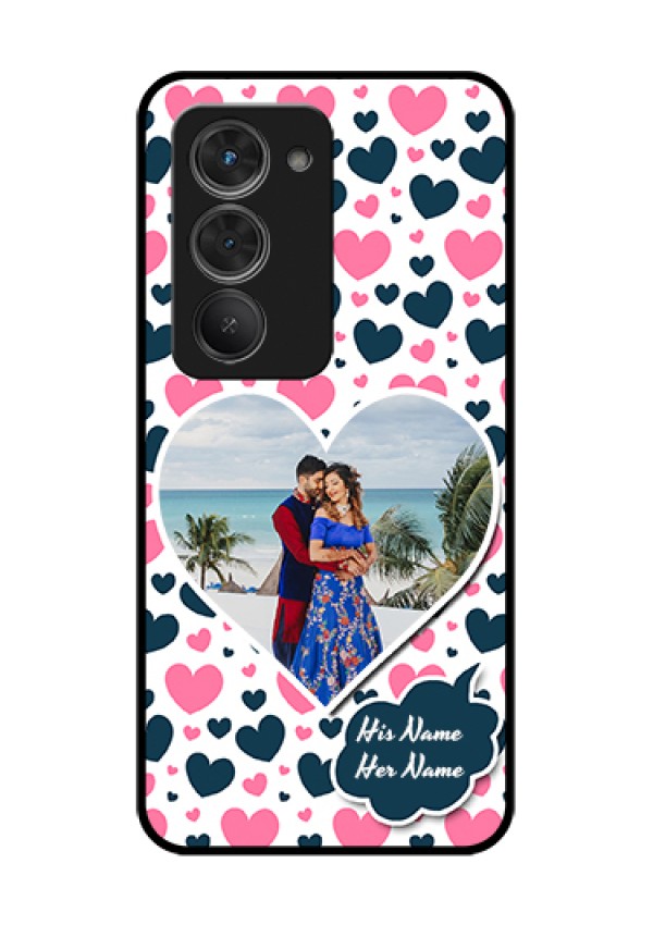 Redmi 15 5G Custom Glass Phone Case - Pink & Blue Heart Design