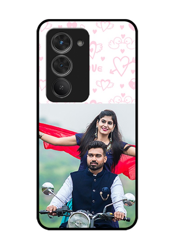 Redmi 15 5G Custom Glass Phone Case - Pink Flying Heart Design