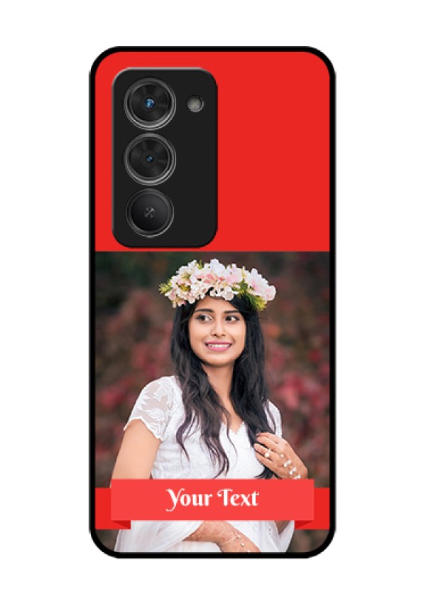 Redmi 15 5G Custom Glass Phone Case - Simple Red Color Design