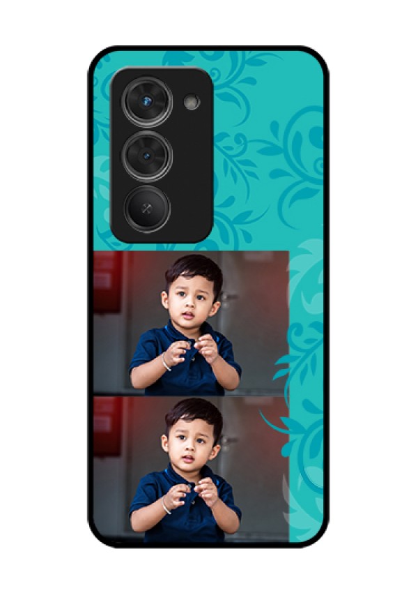 Redmi 15 5G Custom Glass Phone Case - With Photo And Green Floral Design