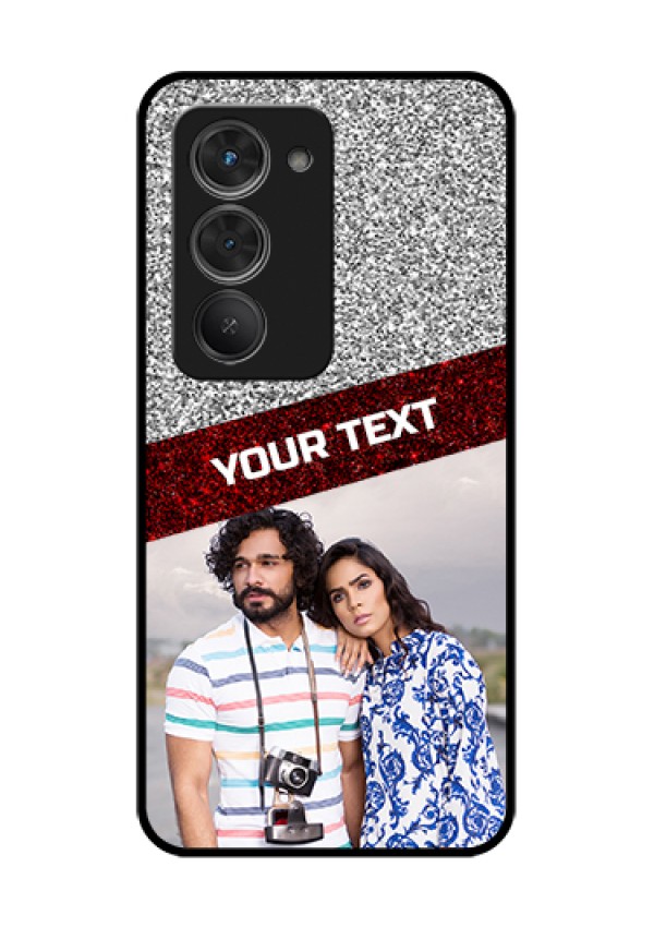 Redmi 15 5G Custom Glass Phone Case - Image Holder With Glitter Strip Design