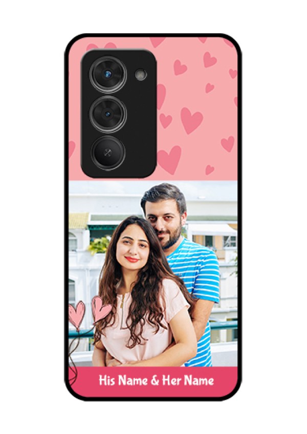 Redmi 15 5G Custom Glass Phone Case - Love Design Peach Color
