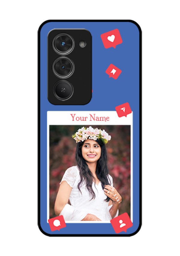 Redmi 15 5G Custom Glass Phone Case - Like Share And Comment Design