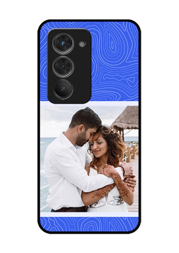 Redmi 15 5G Custom Glass Phone Case - Curved Line Art With Blue And White Design