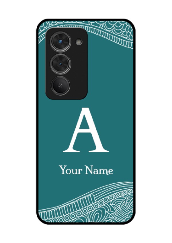 Redmi 15 5G Custom Glass Phone Case - Line Art Pattern With Custom Name Design