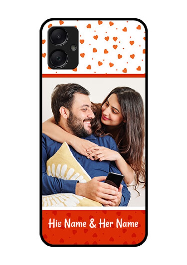 Galaxy A05 Custom Glass Phone Case - Orange Love Symbol Design
