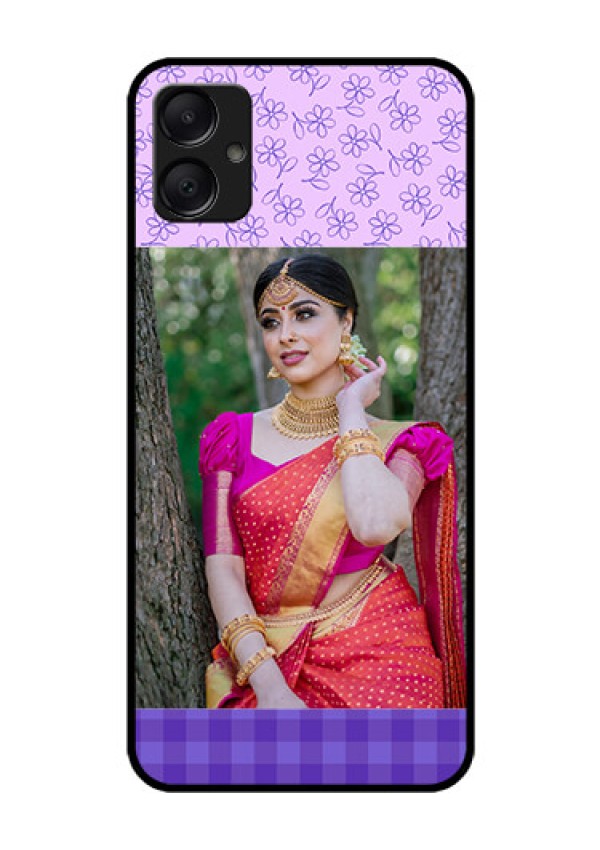 Galaxy A05 Custom Glass Phone Case - Purple Floral Design