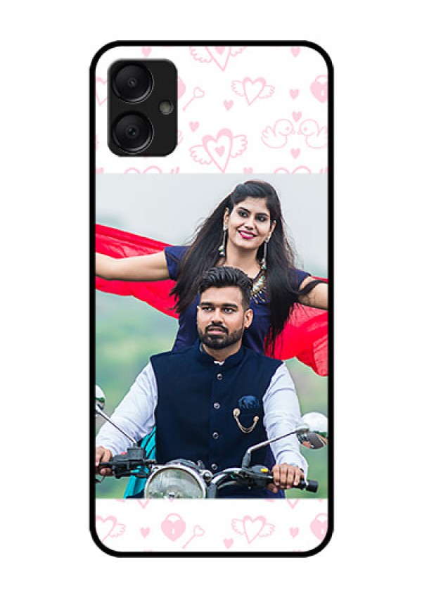 Galaxy A05 Custom Glass Phone Case - Pink Flying Heart Design