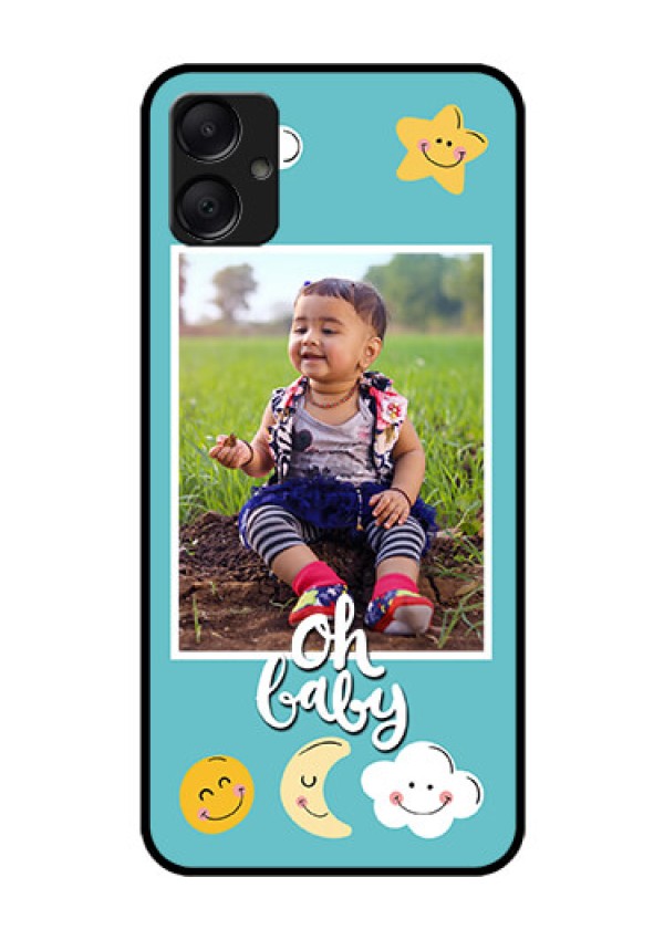 Galaxy A05 Custom Glass Phone Case - Smiley Kids Stars Design