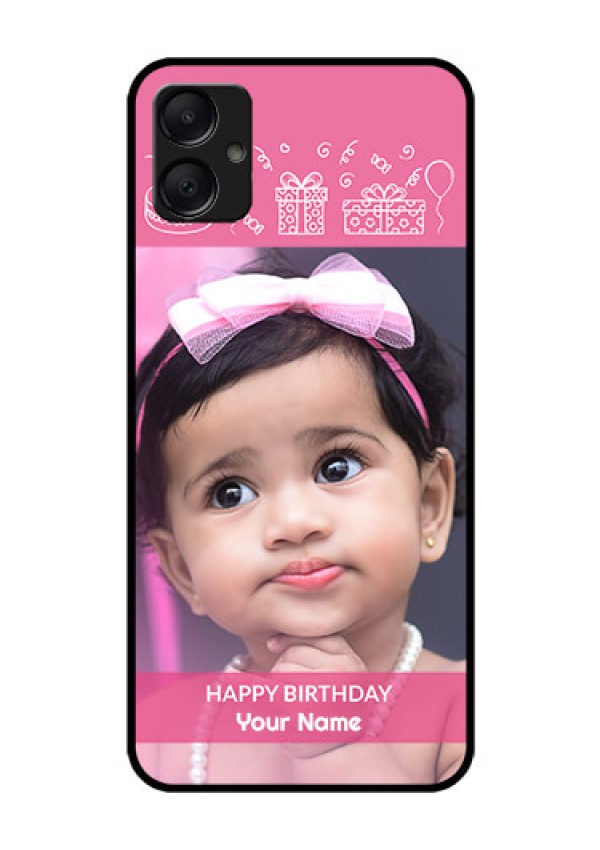 Galaxy A05 Custom Glass Phone Case - With Birthday Line Art Design