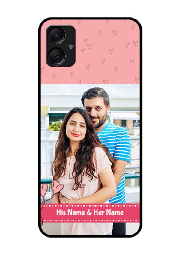 Galaxy A05 Custom Glass Phone Case - Love Design Peach Color