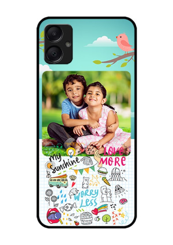 Galaxy A05 Custom Glass Phone Case - Doodle Love Design