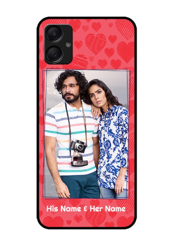 Galaxy A05 Custom Glass Phone Case - With Red Heart Symbols Design