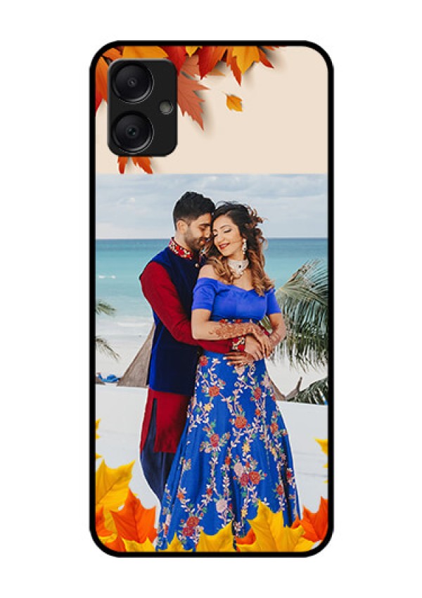 Galaxy A05 Custom Glass Phone Case - Autumn Maple Leaves Design