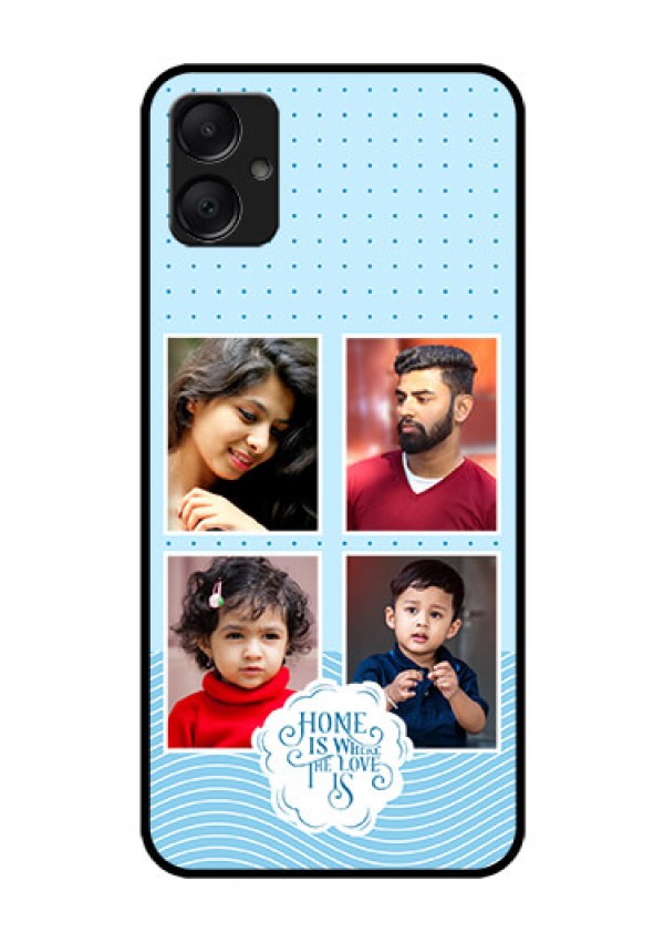 Galaxy A05 Custom Glass Phone Case - Cute Love Quote With 4 Pic Upload Design