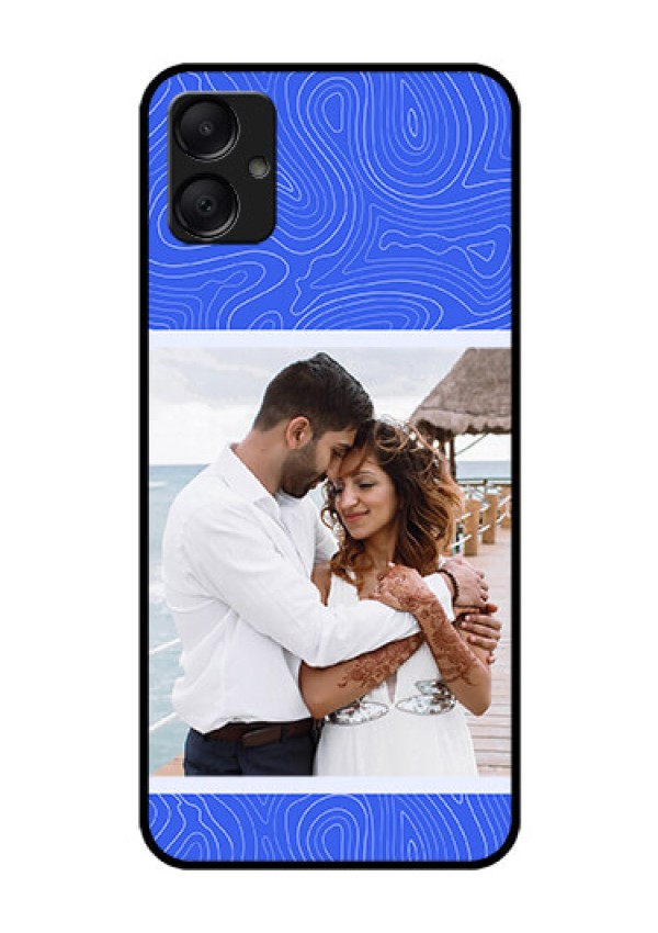 Galaxy A05 Custom Glass Phone Case - Curved Line Art With Blue And White Design