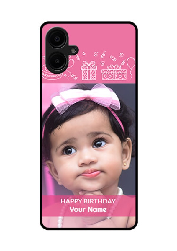 Samsung Galaxy A06 Custom Glass Phone CaseWith Birthday Line Art Design