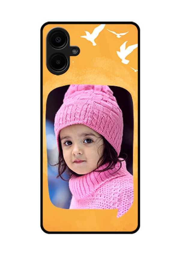 Samsung Galaxy A06 Custom Glass Phone CaseWater Color Design With Bird Icons