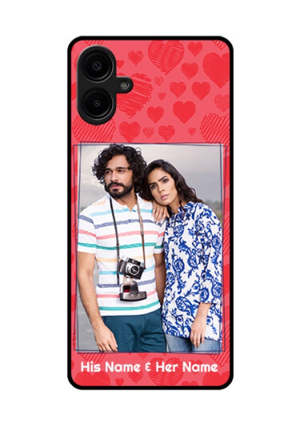 Samsung Galaxy A06 Custom Glass Phone CaseWith Red Heart Symbols Design