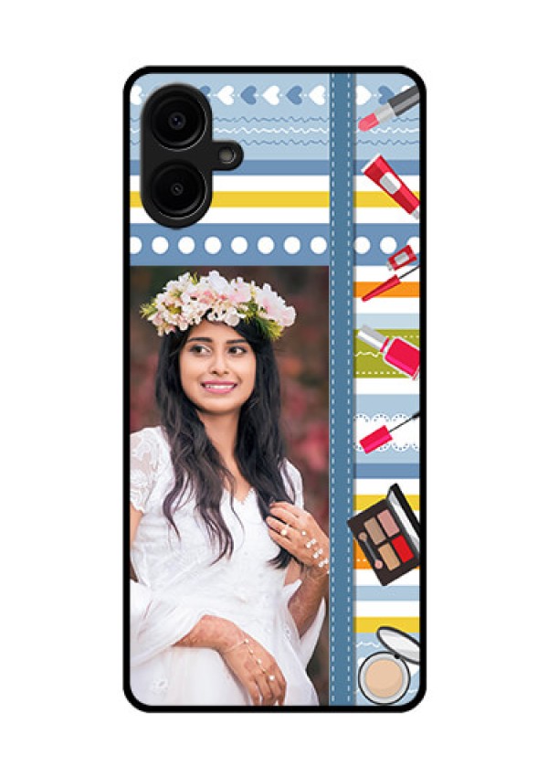 Samsung Galaxy A06 Custom Glass Phone CaseMakeup Icons Design