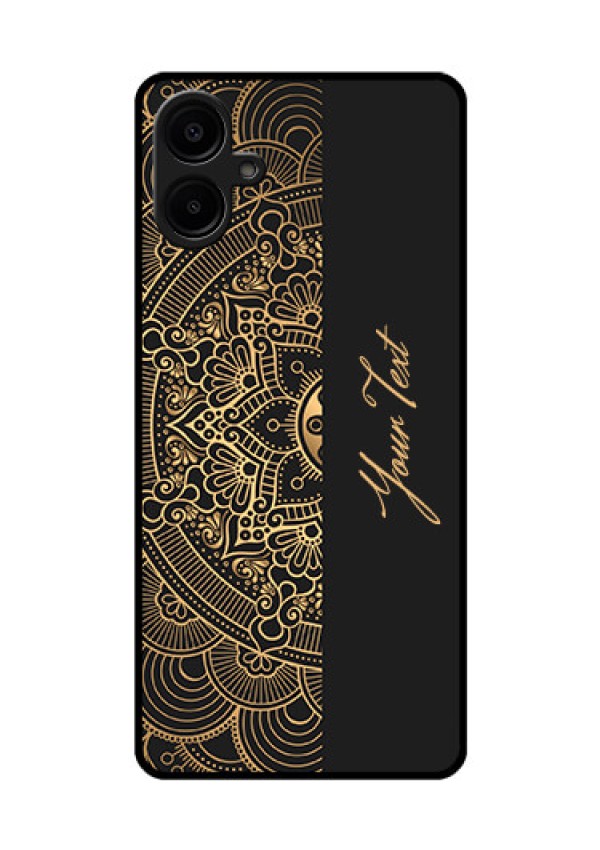 Samsung Galaxy A06 Custom Glass Phone CaseMandala Art With Custom Text Design