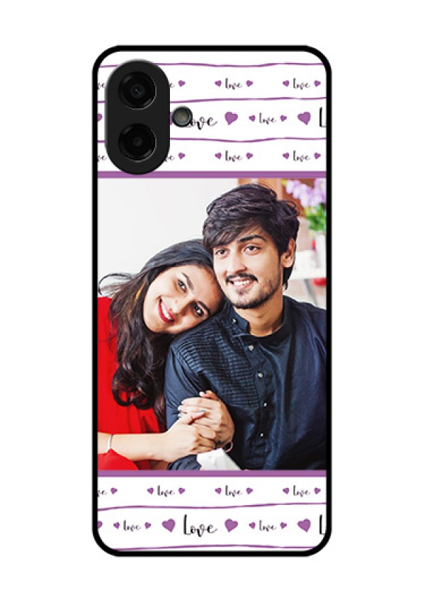 Samsung Galaxy A07 Custom Glass Phone Case - Couples Heart Design