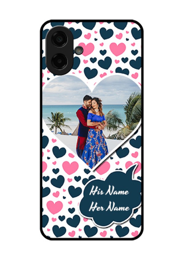 Samsung Galaxy A07 Custom Glass Phone Case - Pink & Blue Heart Design