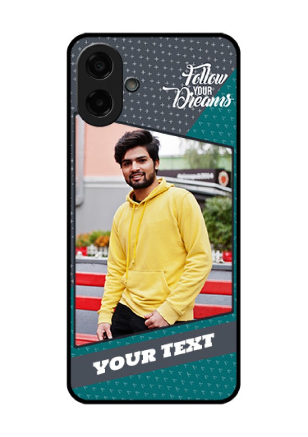 Samsung Galaxy A07 Custom Glass Phone Case - Background Pattern Design With Quote