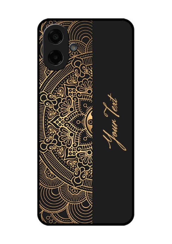 Samsung Galaxy A07 Custom Glass Phone Case - Mandala Art With Custom Text Design