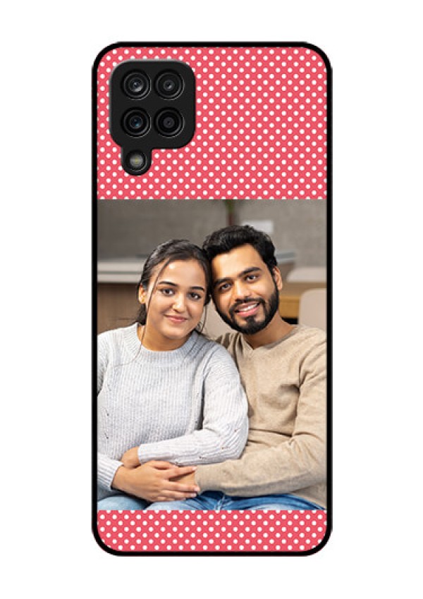 Galaxy A12 Custom Glass Phone Case - White Dotted Design