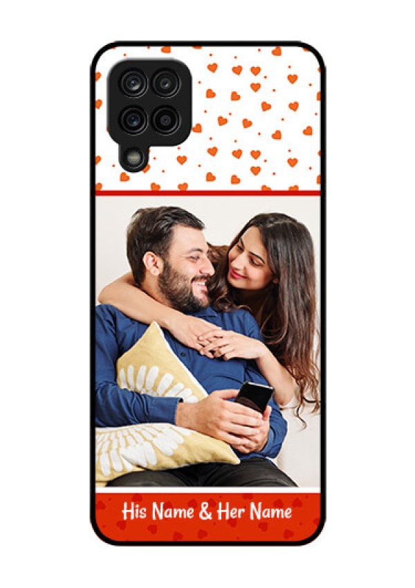 Galaxy A12 Custom Glass Phone Case - Orange Love Symbol Design