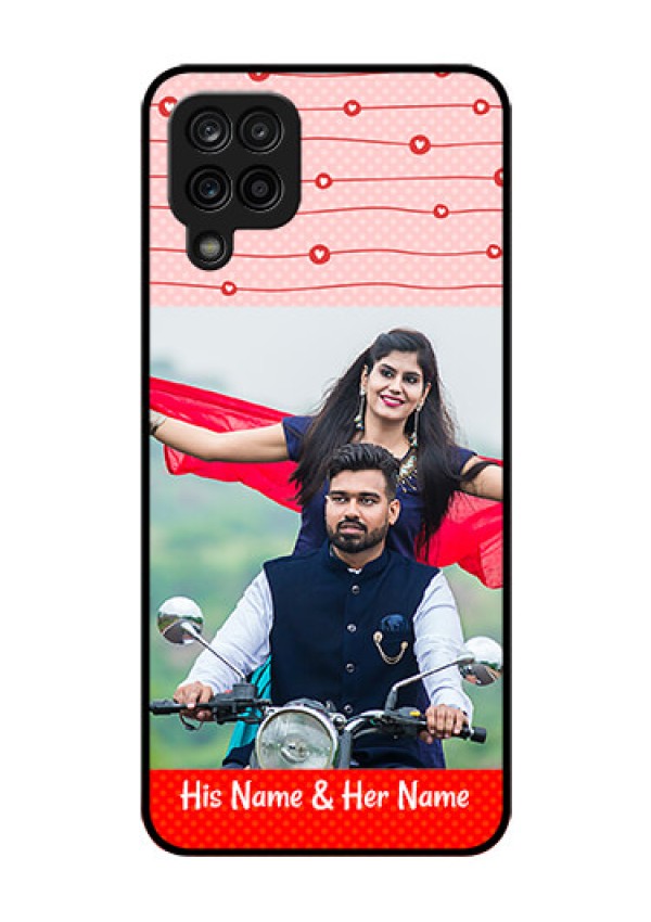 Galaxy A12 Personalized Glass Phone Case - Red Pattern Case Design