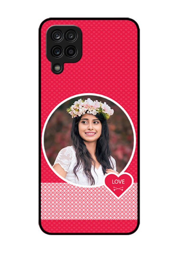 Galaxy A12 Personalised Glass Phone Case - Pink Pattern Design