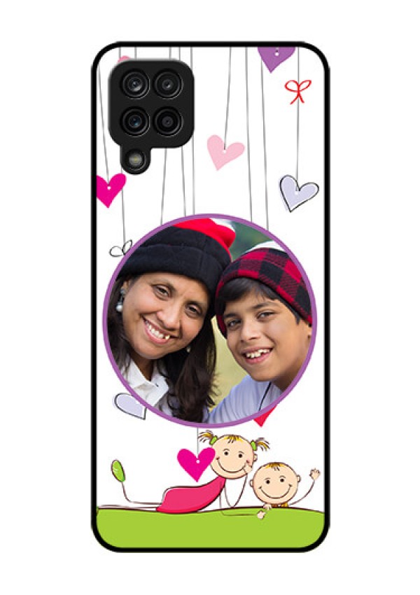 Galaxy A12 Photo Printing on Glass Case - Cute Kids Phone Case Design