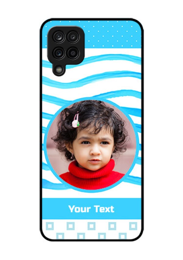 Galaxy A12 Custom Glass Phone Case - Simple Blue Case Design