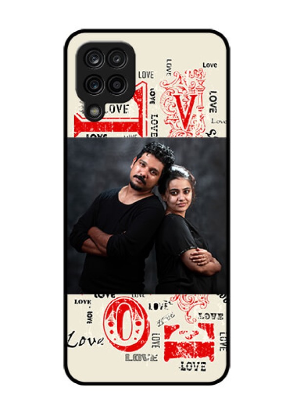 Galaxy A12 Photo Printing on Glass Case - Trendy Love Design Case