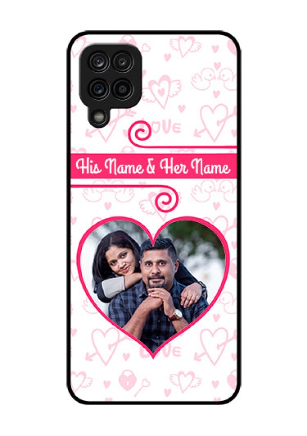 Galaxy A12 Personalized Glass Phone Case - Heart Shape Love Design