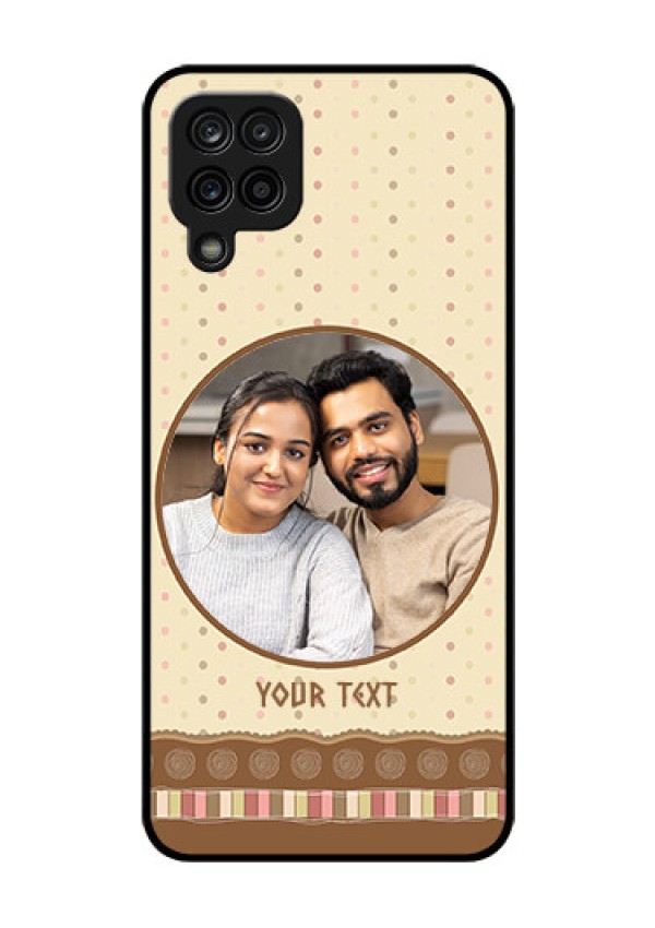 Galaxy A12 Custom Glass Mobile Case - Brown Dotted Mobile Case Design