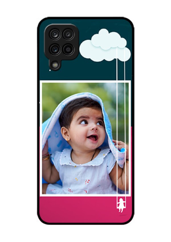 Galaxy A12 Custom Glass Phone Case - Cute Girl with Cloud Design