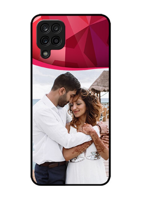 Galaxy A12 Custom Glass Mobile Case - Red Abstract Design