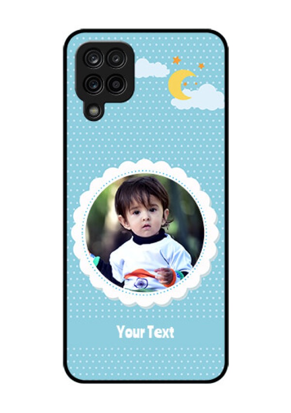 Galaxy A12 Personalised Glass Phone Case - Violet Pattern Design