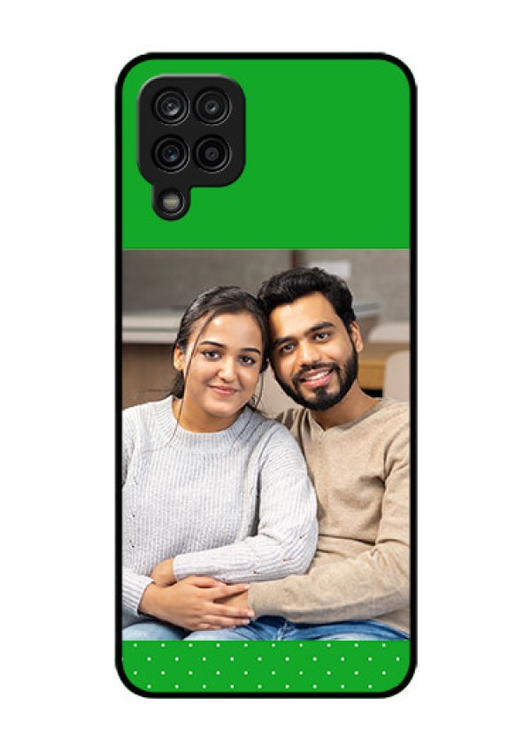 Galaxy A12 Personalized Glass Phone Case - Green Pattern Design