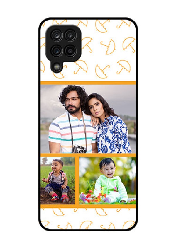 Galaxy A12 Custom Glass Mobile Case - Yellow Pattern Design