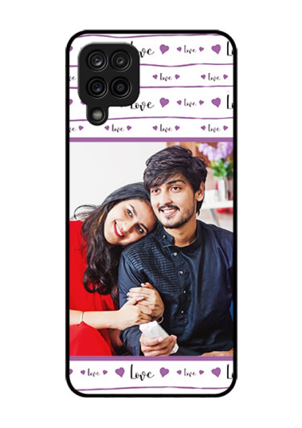 Galaxy A12 Custom Glass Mobile Case - Couples Heart Design